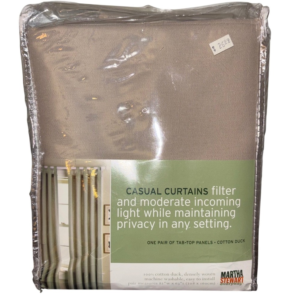 Martha Stewart Everyday Casual Curtains | Ctn Duck Tab Top Panels Beige 82x63‎